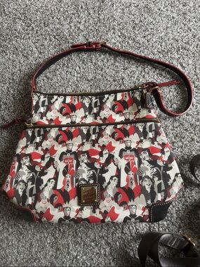 Dooney & Bourke Red, Black and Cream Graphic Character Crossbody Bag